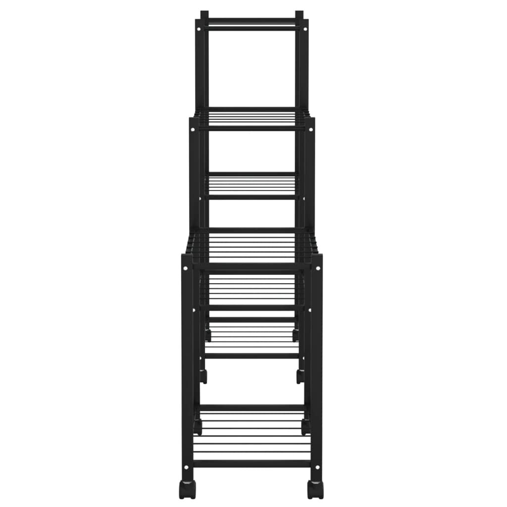 vidaXL Βάση Λουλουδιών με Ρόδες 83 x 25 x 83,5 εκ. Μαύρη Σιδερένια