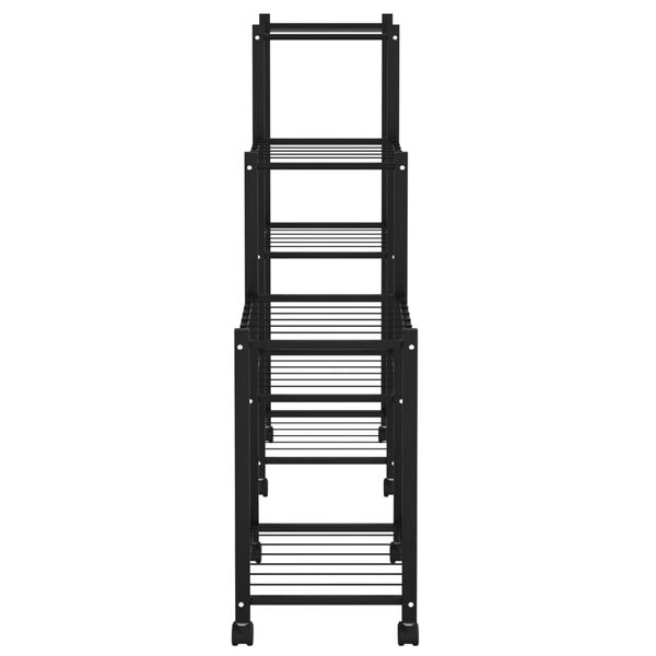 vidaXL Βάση Λουλουδιών με Ρόδες 83 x 25 x 83,5 εκ. Μαύρη Σιδερένια