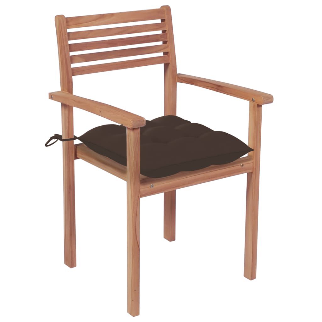 vidaXL Καρέκλες Κήπου 2 τεμ. από Μασίφ Ξύλο Teak με Taupe Μαξιλάρια