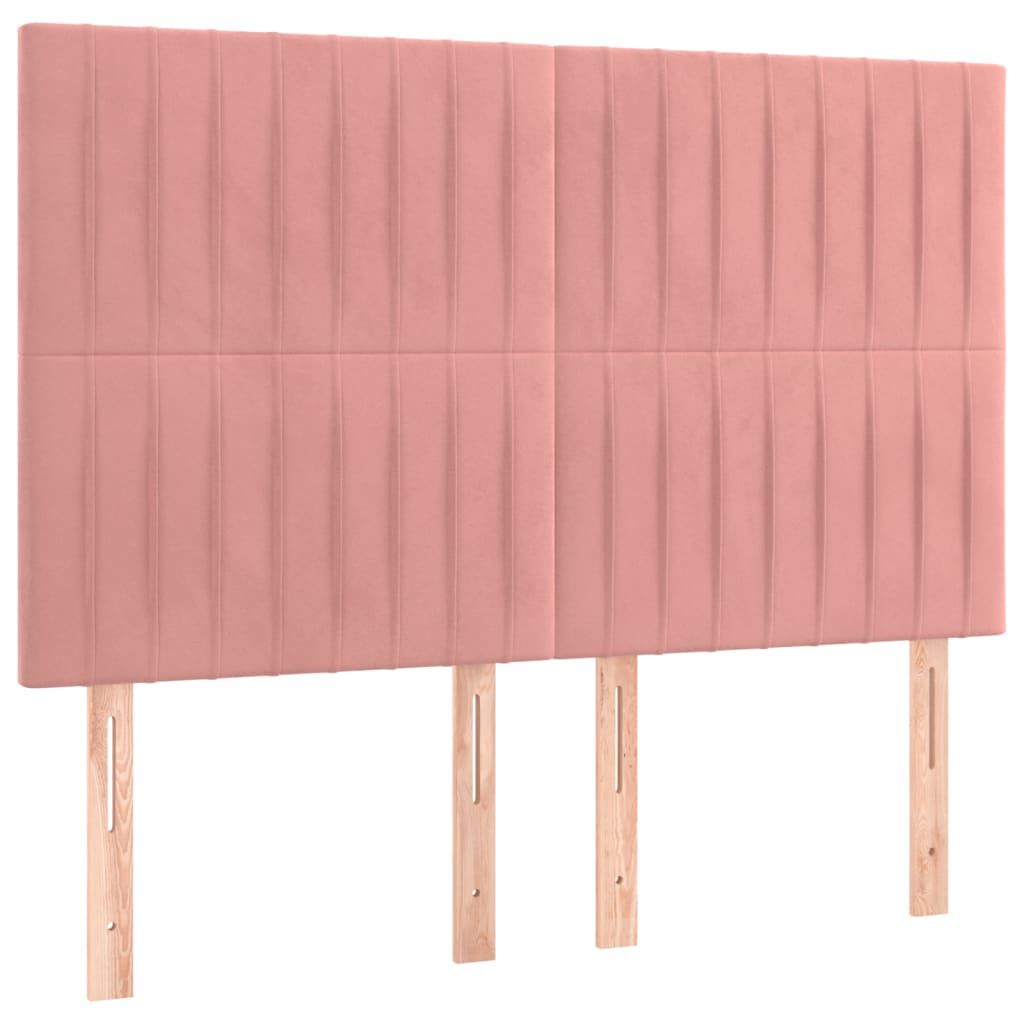 vidaXL Κρεβάτι Boxspring με Στρώμα Ροζ 140x200 εκ. Βελούδινο