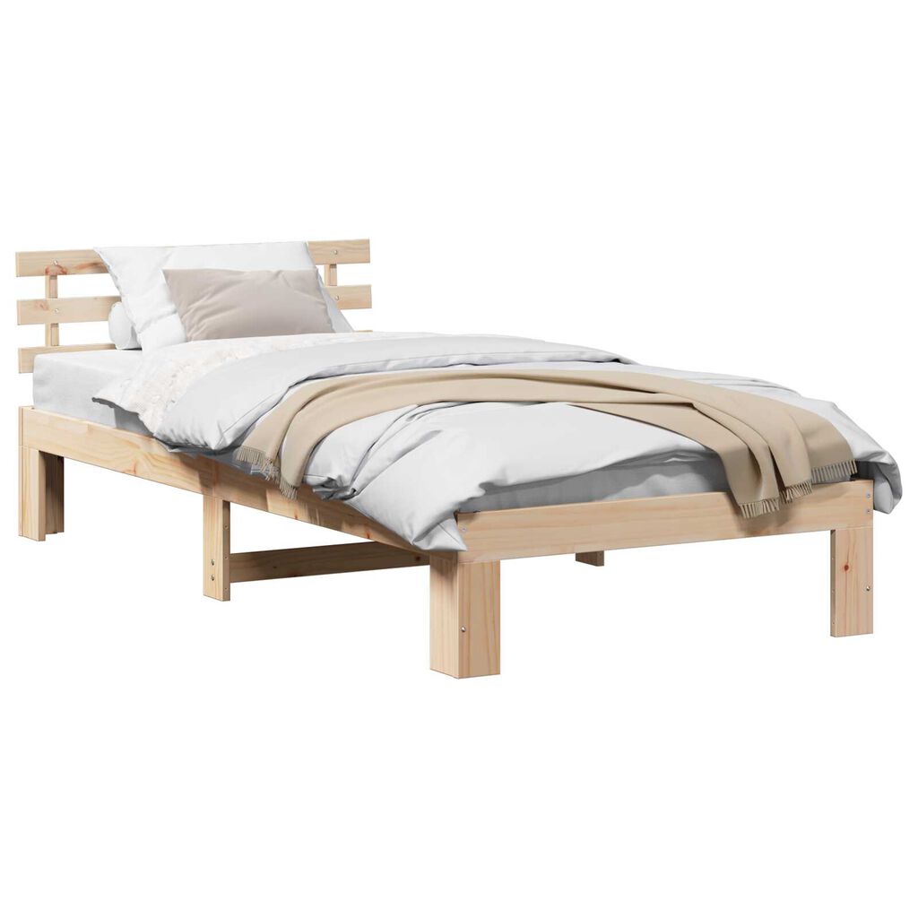 vidaXL Κρεβάτι Ξύλου Πεύκου Φυσικό Ξύλο 75 x 190 cm Κρεβάτι Ορθογώνιο