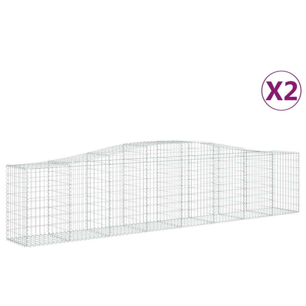 vidaXL Συρματοκιβώτια Τοξωτά 2 τεμ. 400x50x80/100 εκ. Γαλβαν. Ατσάλι