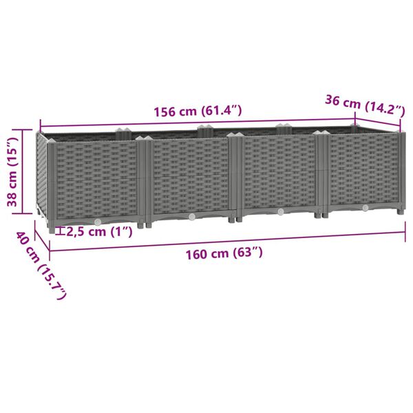 vidaXL Ζαρντινιέρα 160 x 40 x 38 εκ. από Πολυπροπυλένιο