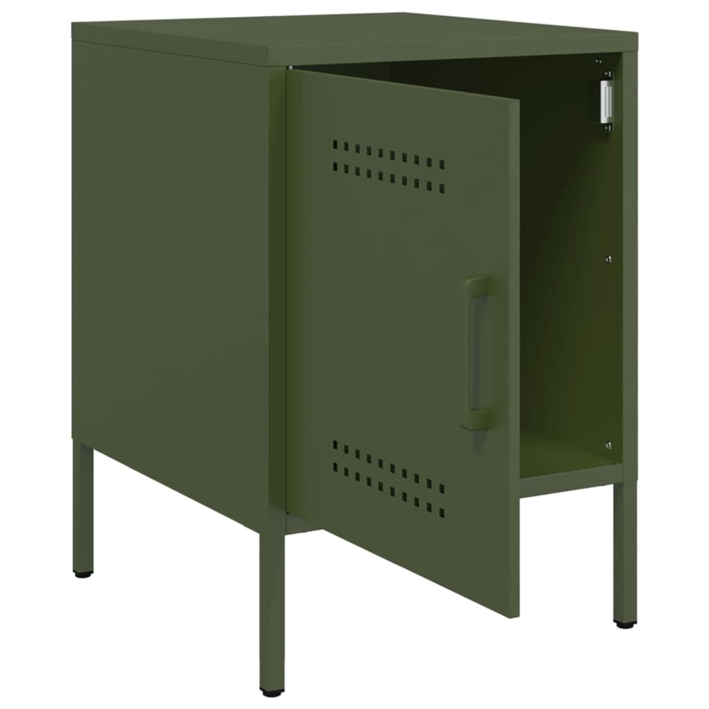 vidaXL Κομοδίνα 2 τεμ. Πράσινο Λαδί 36x39x50,5 εκ. από Χάλυβα