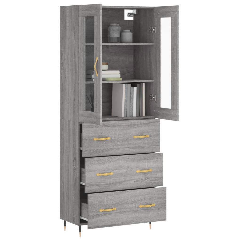 vidaXL Ντουλάπι Γκρι Sonoma 69,5 x 34 x 180 εκ. Επεξεργασμένο Ξύλο