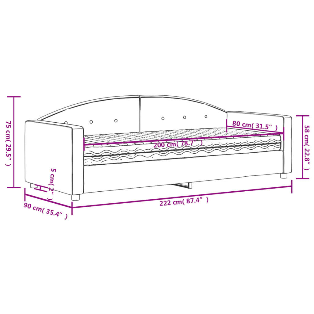 vidaXL Καναπές Κρεβάτι με Στρώμα Ανοιχτό Γκρι 80 x 200 εκ. Βελούδινος