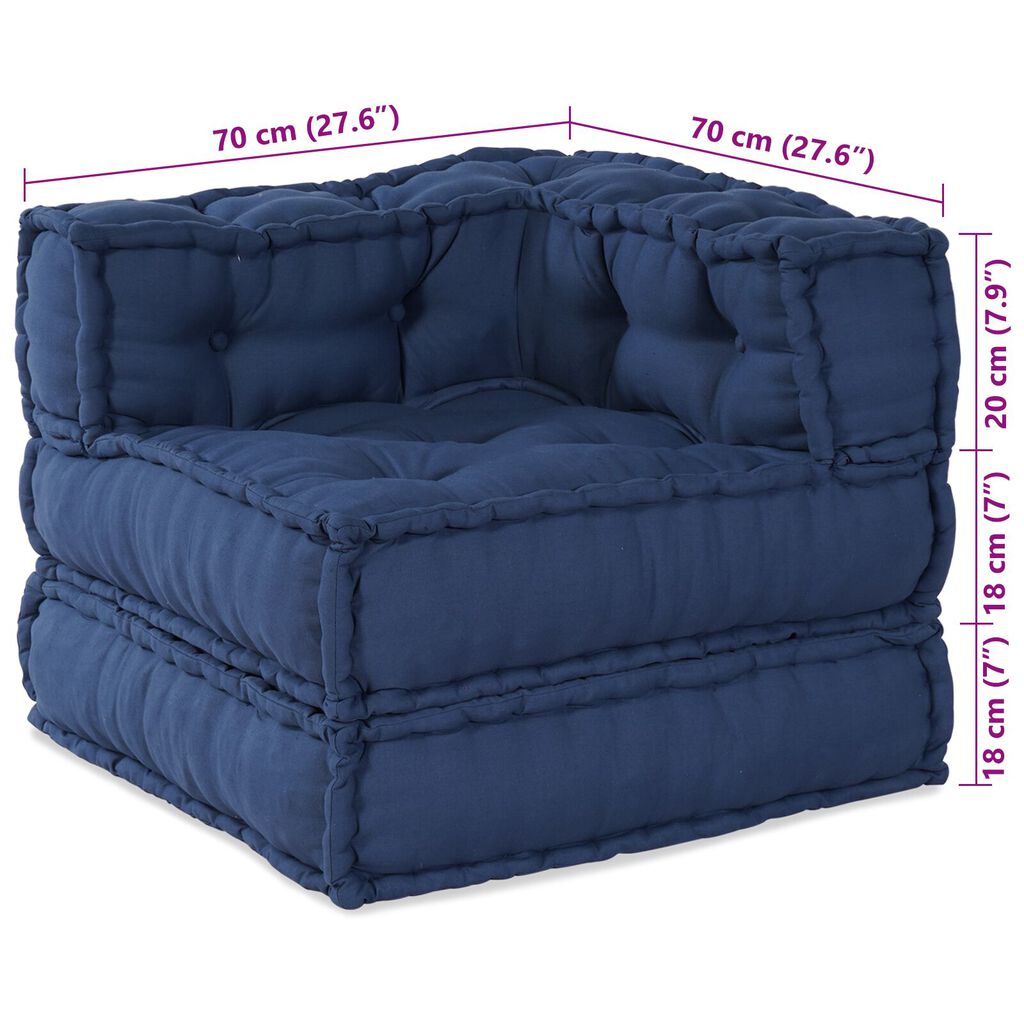 vidaXL Μοντέρνος Πούφ Indigo 70x70x54 Ύφασμα
