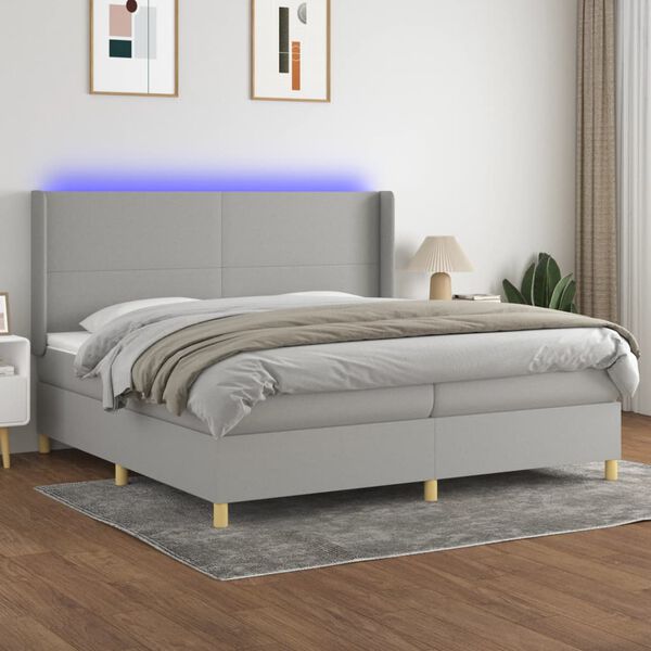 vidaXL &Kappa;&rho;&epsilon;&beta;ά&tau;&iota; Boxspring &mu;&epsilon; &Sigma;&tau;&rho;ώ&mu;&alpha; & LED &Alpha;&nu;.&Gamma;&kappa;&rho;&iota; 200x200&epsilon;&kappa;. &Upsilon;&phi;&alpha;&sigma;&mu;ά&tau;&iota;&nu;&omicron;