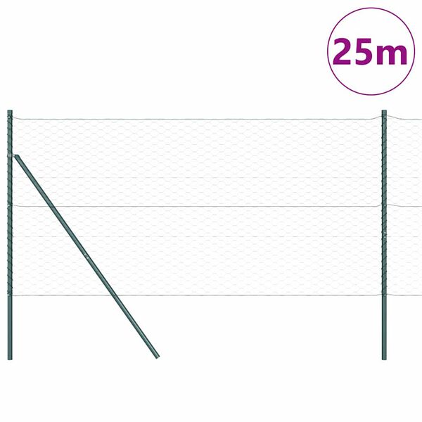 vidaXL Φράχτης με Στήλες. Πράσινο 1.4 x 25 m Ατσάλι με επικάλυψη PVC