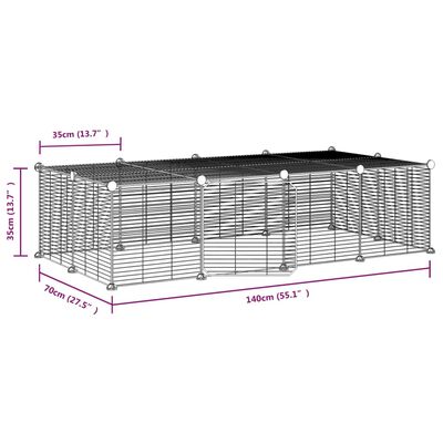 vidaXL Κλουβί Κατοικίδιων με 20 Πάνελ + Πόρτα Μαύρο 35 x 35εκ Ατσάλινο