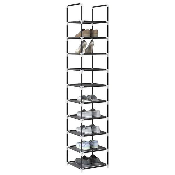 Ράφι παπουτσιών vidaXL 10 επιπέδων μαύρο 33x33x174 cm