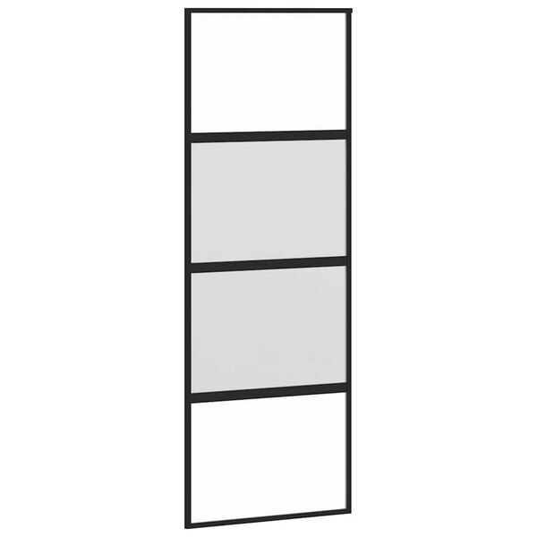 vidaXL Συρόμενη πόρτα με σετ υλικού Μαύρο 76x205 cm γυαλί μετριασμένο