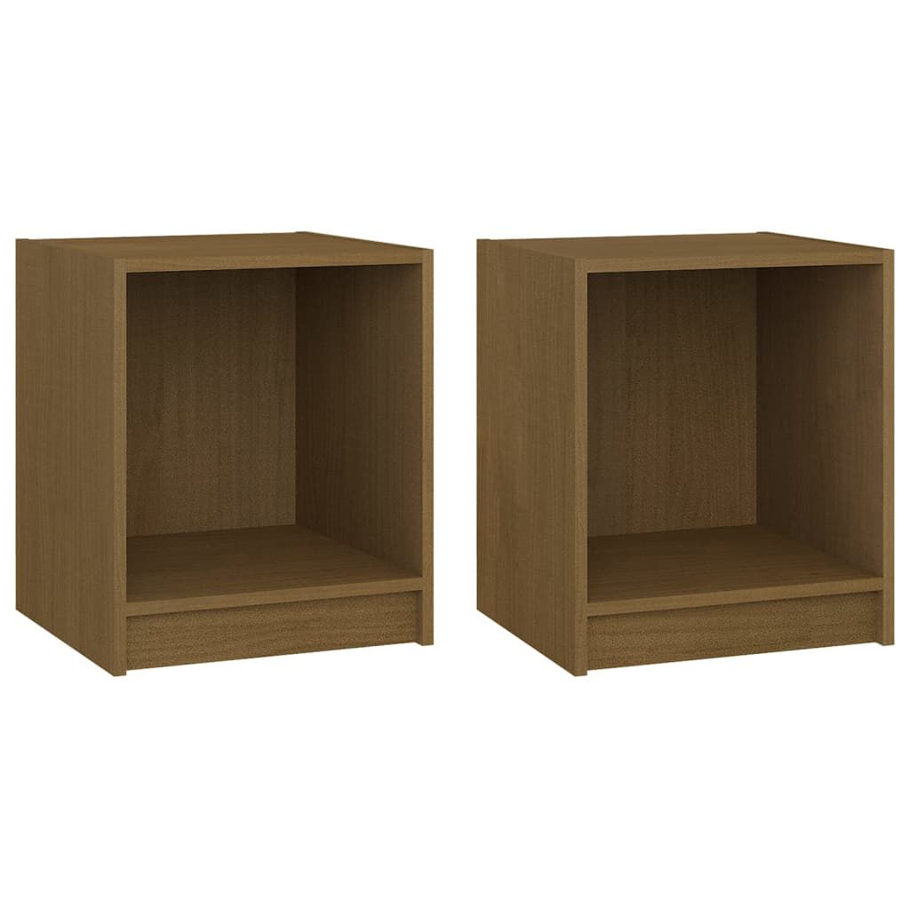 vidaXL Κομοδίνα 2 τεμ. Καφέ Μελί 35,5x33,5x41,5 εκ. Μασίφ Ξύλο Πεύκου