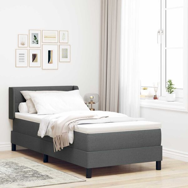vidaXL Κρεβάτι Box Spring με Στρώμα, Σκούρο Γκρι - 80 x 200 εκ., Ύφασμα
