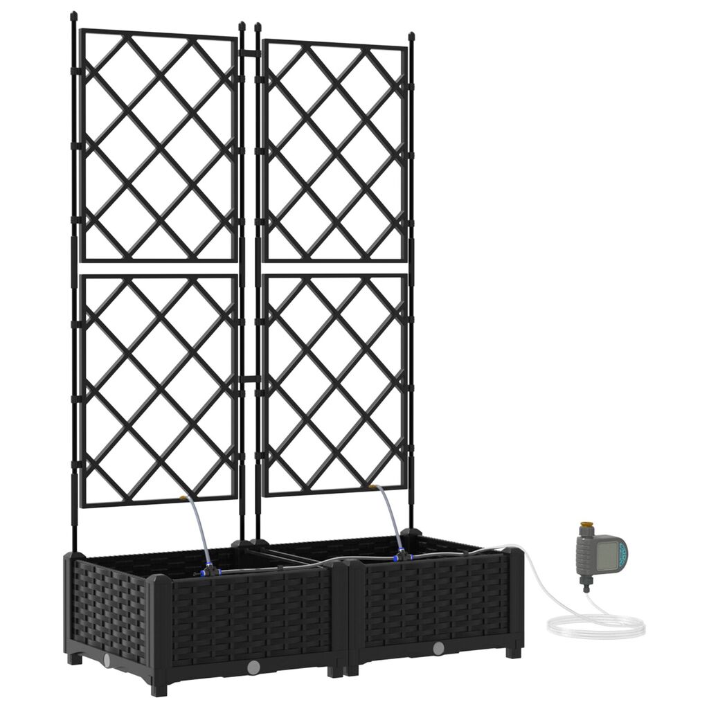 vidaXL Ζαρντινιέρες κήπου Μαύρο 80 x 40 x 126 cm Ατσάλι