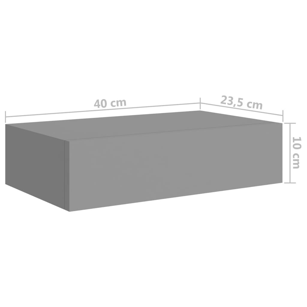 vidaXL Ράφια Τοίχου με Συρτάρια 2 Τεμ. Γκρι 40 x 23,5 x 10εκ. από MDF