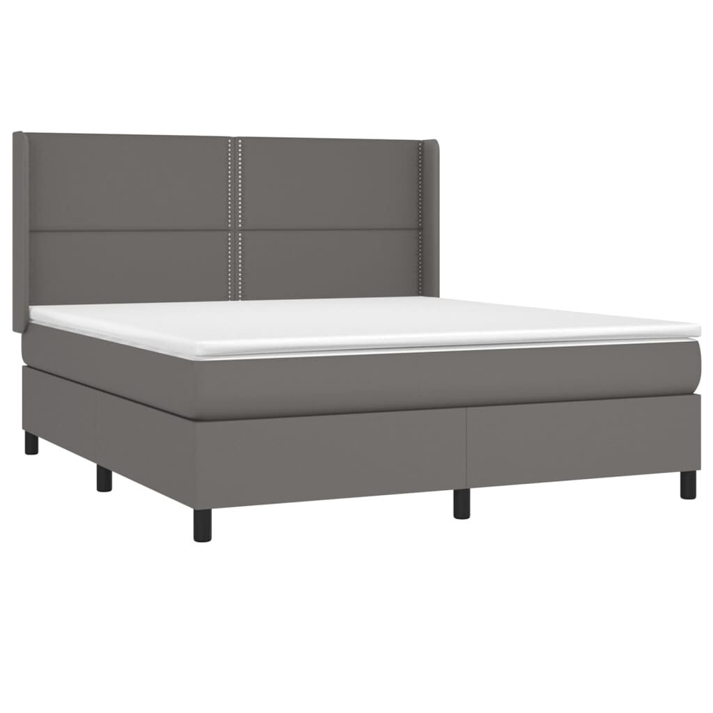 vidaXL Κρεβάτι Boxspring με Στρώμα & LED Γκρι 180x200 εκ. Συνθ. Δέρμα