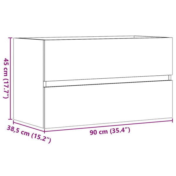 vidaXL Ντουλάπι Νιπτήρα Όψη Παλαιού Ξύλου 90x38,5x45 εκ. Επεξεργ. Ξύλο