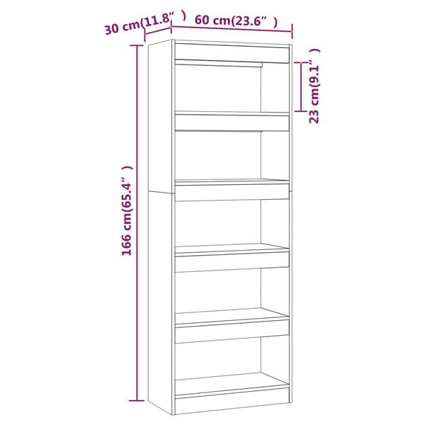 vidaXL Βιβλιοθήκη/Διαχωριστικό Χώρου Λευκό 60x24x155 εκ. Επεξ. Ξύλο