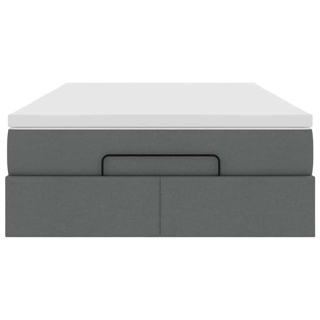 vidaXL Οθωμανικό κρεβάτι με στρώμα Σκούρο γκρι 120x200cm ύφασμα