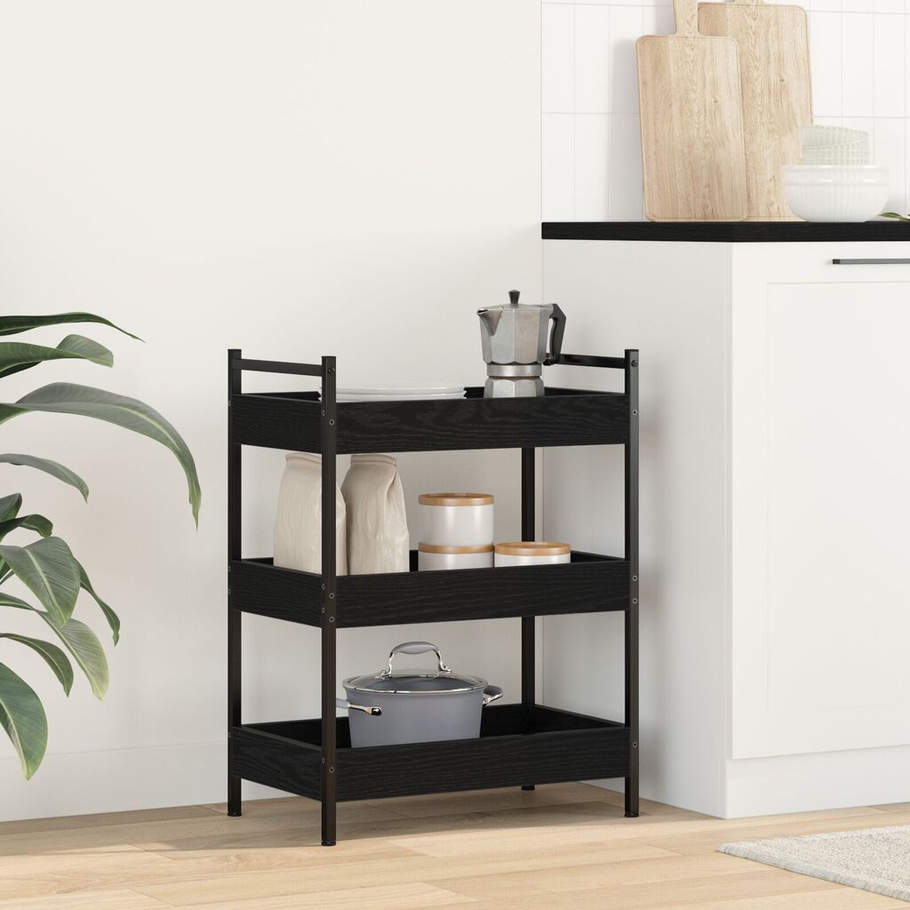 vidaXL Τροχήλατο Κουζίνας Μαύρη Δρυς 50x30x70 εκ Επεξεργασμένο Ξύλο