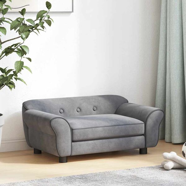 vidaXL Καναπές - Κρεβάτι Σκύλου Γκρι 72 x 45 x 30 εκ. Βελουτέ