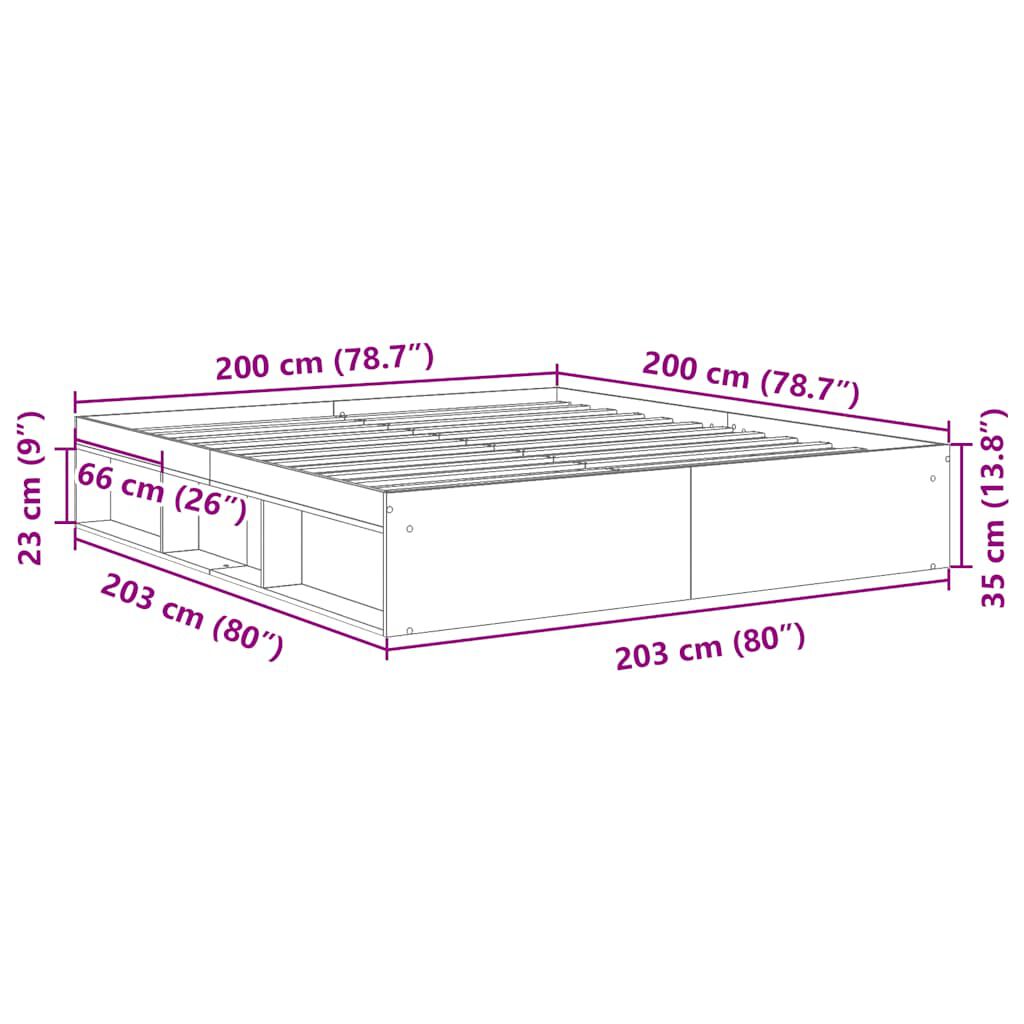 vidaXL Πλαίσιο Κρεβατιού Sonoma Δρυς 200x200 εκ.