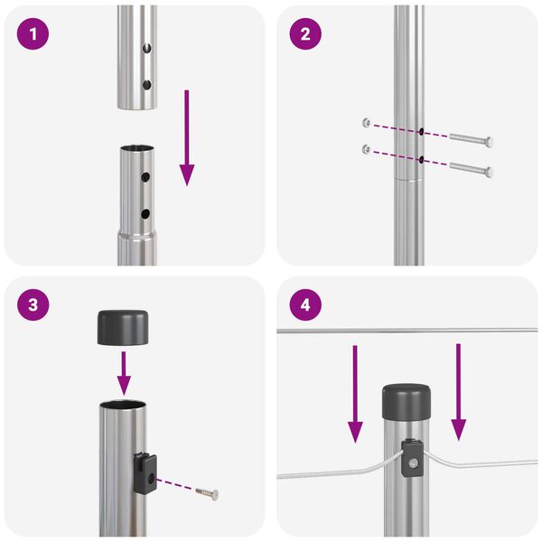 vidaXL Πό posts φράχτη 13 pcs Ασημί Ø32mm 170 εκ Γαλβανισμένος χάλυβας