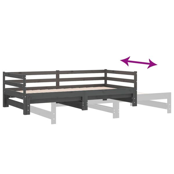 vidaXL Καναπές Κρεβάτι Γκρι 2 x (90 x 200) εκ. από Μασίφ Ξύλο Πεύκου