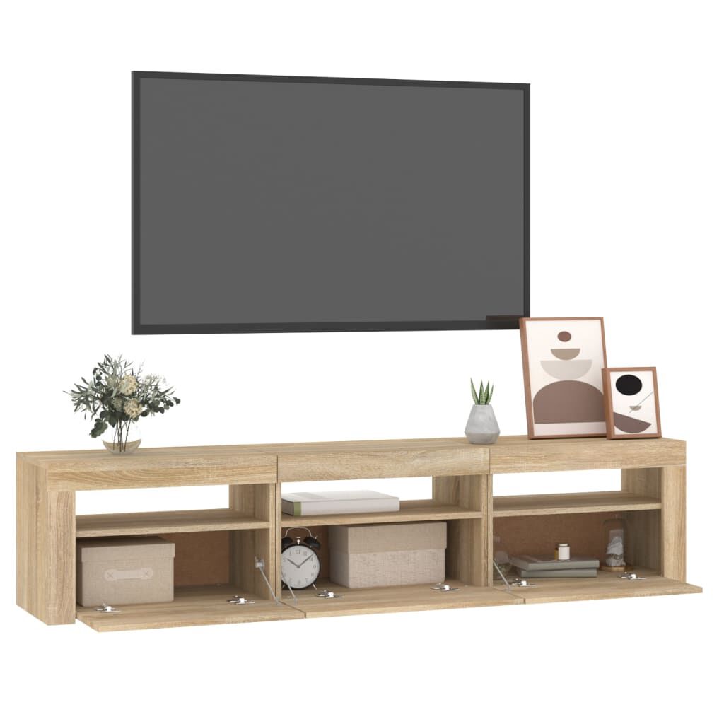 vidaXL Έπιπλο Τηλεόρασης με LED Sonoma Δρυς 180x35x40 εκ.