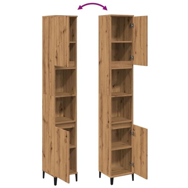 vidaXL Ντουλάπι μπάνιου Δρυς τεχνίτης 30x30x190 cm Κατασκευασμένο ξύλο