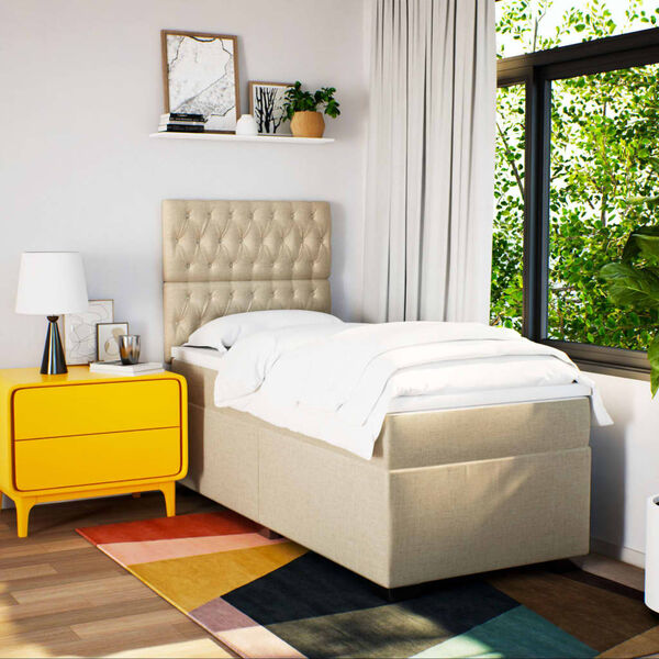 vidaXL &Kappa;&rho;&epsilon;&beta;ά&tau;&iota; Boxspring &mu;&epsilon; &Sigma;&tau;&rho;ώ&mu;&alpha; &Kappa;&rho;&epsilon;&mu; 80 x 200 &epsilon;&kappa;. &Upsilon;&phi;&alpha;&sigma;&mu;ά&tau;&iota;&nu;&omicron;