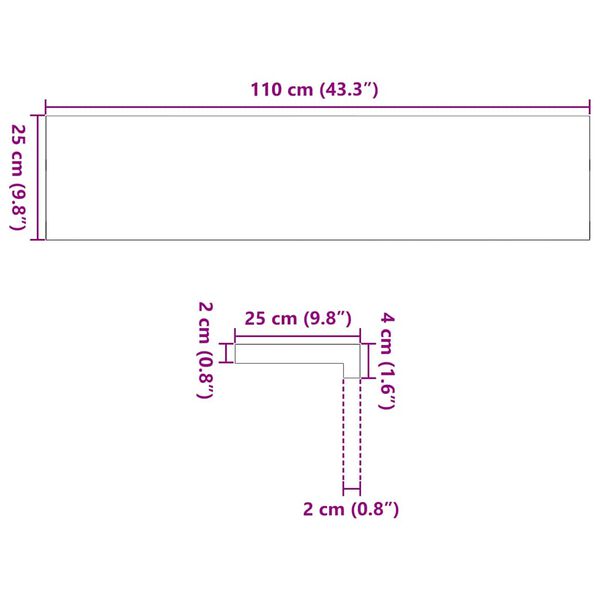 vidaXL Πατάκια Σκάλας 2 τεμ. 110x25x2 εκ. Ακατέργαστο Μασίφ Ξύλο Δρυός