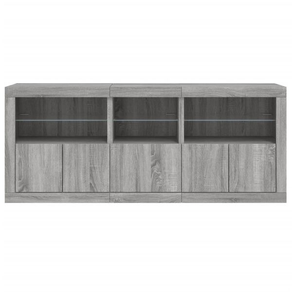 vidaXL Μπουφές με LED Γκρι Sonoma 162x37x67 εκ.