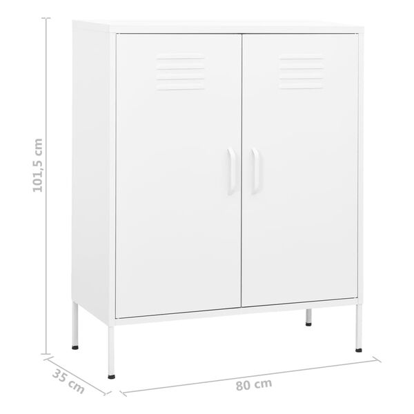 vidaXL Ντουλάπι Αποθήκευσης Λευκό 80 x 35 x 101,5 εκ. Ατσάλινο