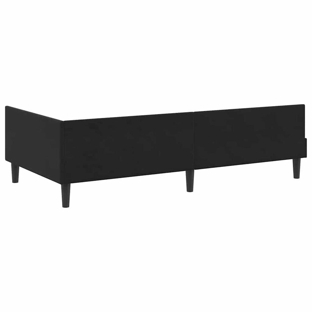 vidaXL Πλαϊνό Κρεβάτι Μαύρο 90 x 200 cm Βελούδο και Στιβαρή ξυλεία
