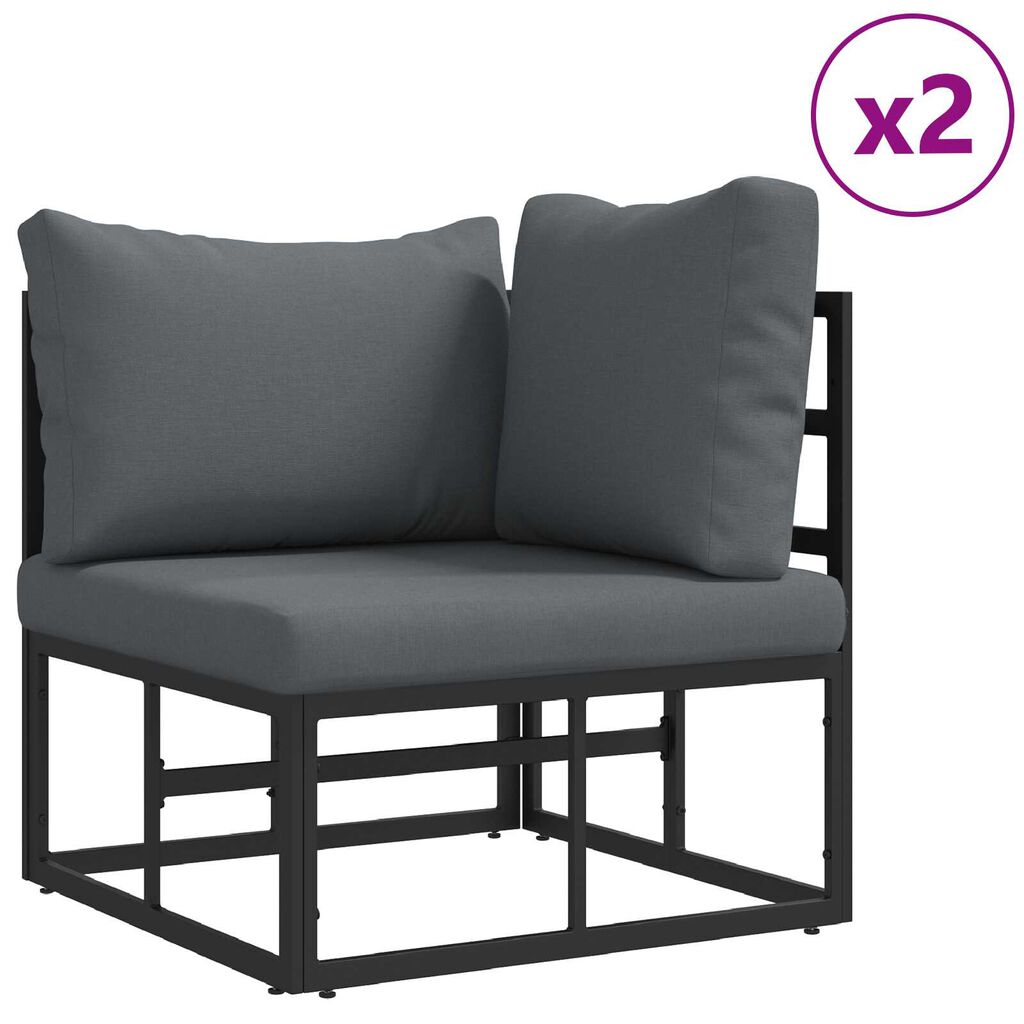 vidaXL Σετ Καναπέ Κήπου 7 pcs Μαύρο 353 x 141.5 x 71 εκ Αλουμίνιο