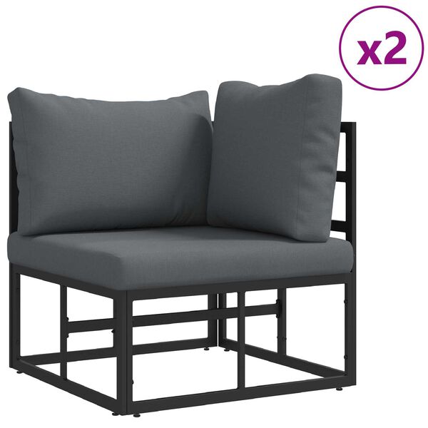 vidaXL Σετ Καναπέ Κήπου 7 pcs Μαύρο 353 x 141.5 x 71 εκ Αλουμίνιο
