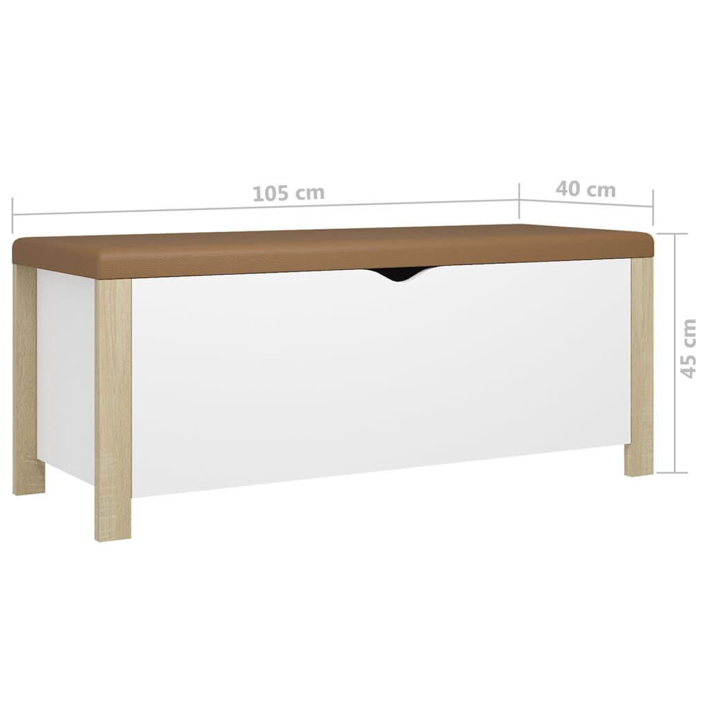 vidaXL Κουτί Αποθήκευσης Λευκό/Son. Δρυς 105x40x45εκ Μοριοσ. &Μαξιλάρι