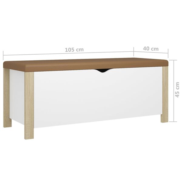 vidaXL Κουτί Αποθήκευσης Λευκό/Son. Δρυς 105x40x45εκ Μοριοσ. &Μαξιλάρι