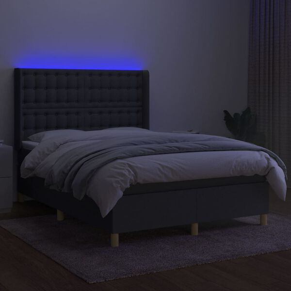 vidaXL &Kappa;&rho;&epsilon;&beta;ά&tau;&iota; Boxspring &mu;&epsilon; &Sigma;&tau;&rho;ώ&mu;&alpha; & LED &Sigma;&kappa;.&Gamma;&kappa;&rho;&iota; 140x190&epsilon;&kappa;. &Upsilon;&phi;&alpha;&sigma;&mu;ά&tau;&iota;&nu;&omicron;