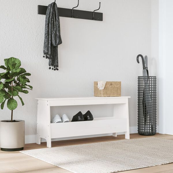 vidaXL Παγκάκι Χολ Λευκό 100x28x45 εκ. από Μασίφ Ξύλο Πεύκου