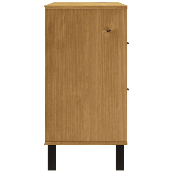 vidaXL Μπουφές FLAM 110x40x80εκ. από Μασίφ Ξύλο Πεύκο με Γυάλινη Πόρτα