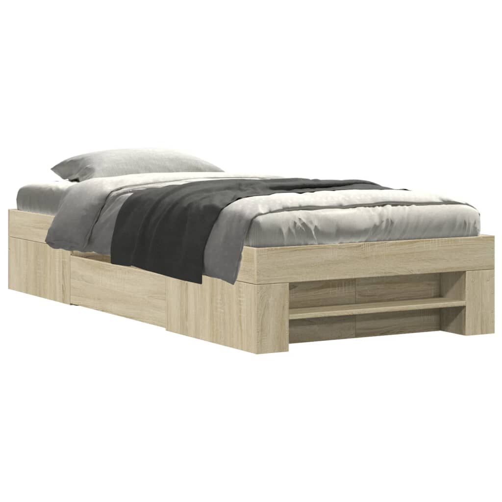 vidaXL Πλαίσιο Κρεβ. Χωρ. Στρώμα Sonoma Δρυς 90 x 190 εκ. Επεξ. Ξύλο