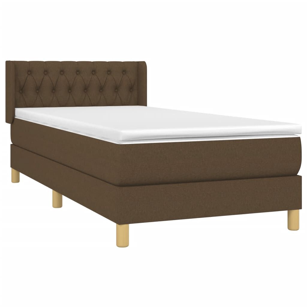 vidaXL Κρεβάτι Boxspring με Στρώμα Σκούρο Καφέ 90x200 εκ. Υφασμάτινο