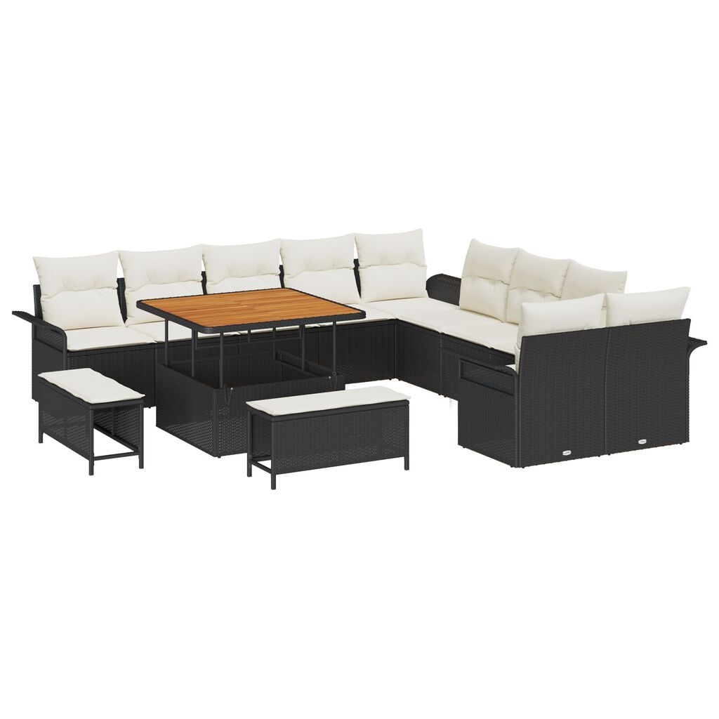 vidaXL Σετ Καναπέ Κήπου 13 pcs Μαύρο και Κρέμα 100 x 100 x 71 cm