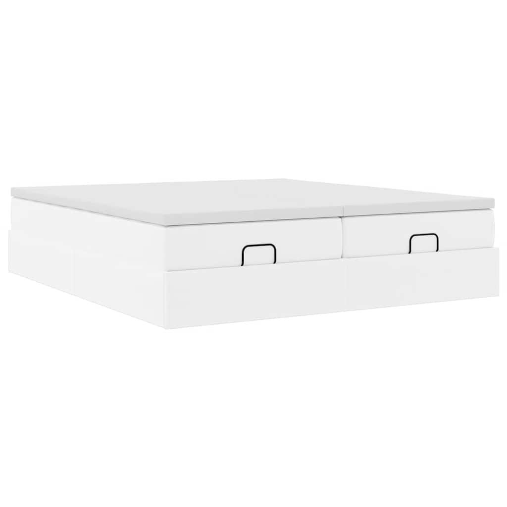 vidaXL Οθωμανικό κρεβάτι με στρώματα Λευκό 200x200cm Faux Leather