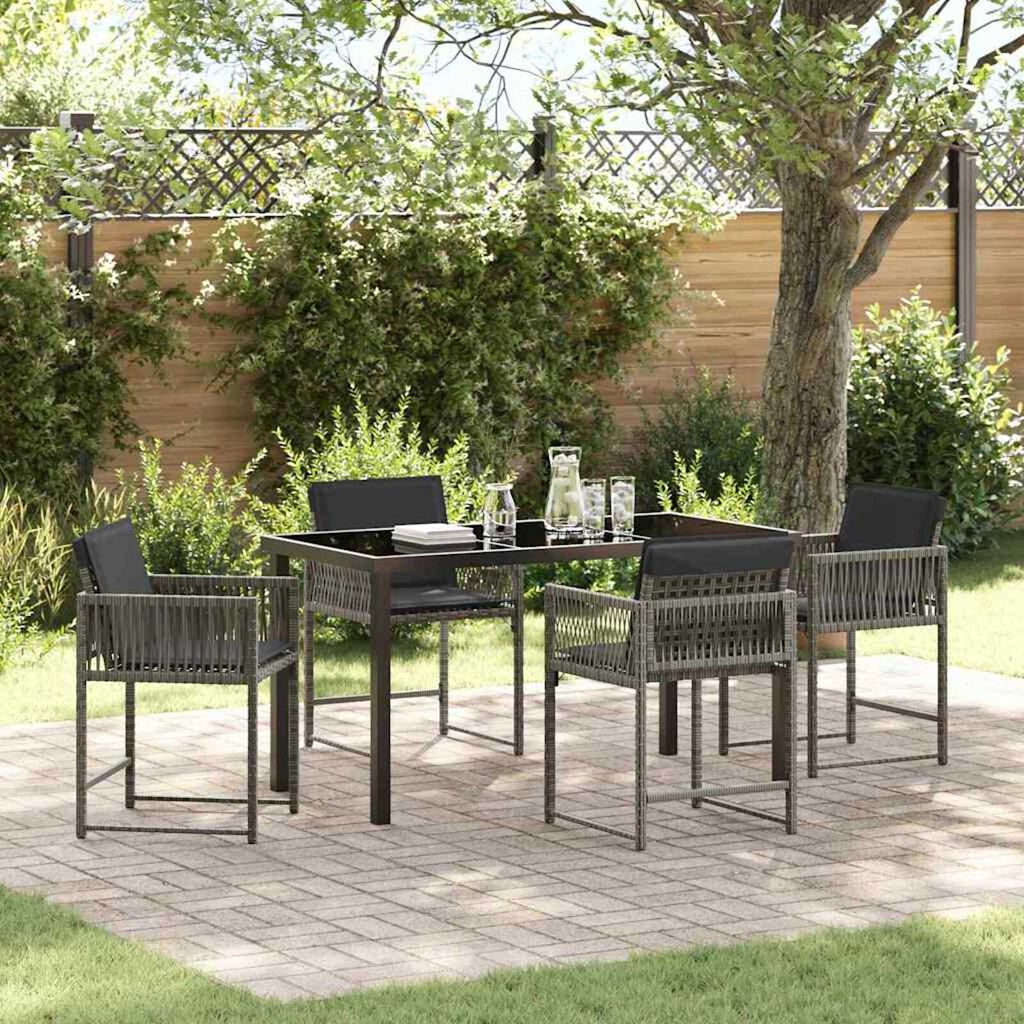 vidaXL Σέτ φαγητού για κήπο 5 pcs Γκρι συνθετικό ρατάν