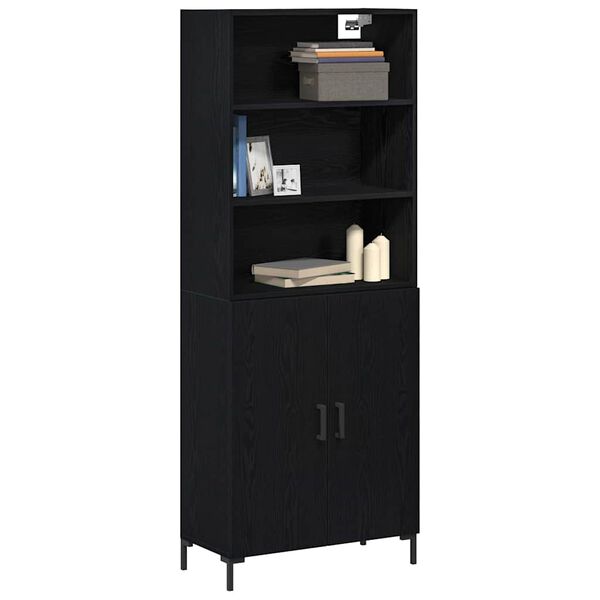 vidaXL Highboard &Mu;&alpha;ύ&rho;&eta; &Omicron;&xi;&upsilon;ά 69,5 x 34 x 180 &epsilon;&kappa;. &Epsilon;&pi;&epsilon;&xi;&epsilon;&rho;&gamma;&alpha;&sigma;&mu;έ&nu;&omicron; &xi;ύ&lambda;&omicron;