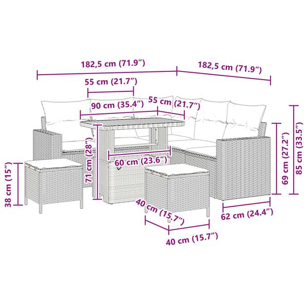 vidaXL Σετ Καναπέ Κήπου 8 pcs Μπεζ συνθετικό ρατάν